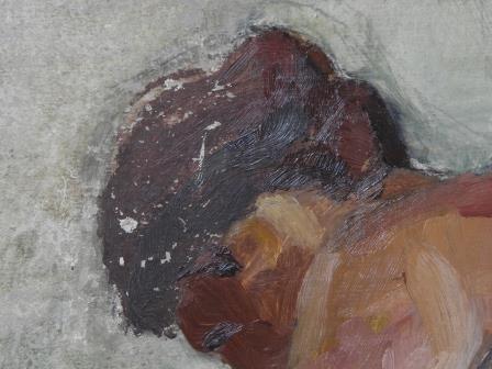 Detalle capa pictórica Desnudo femenino sin título